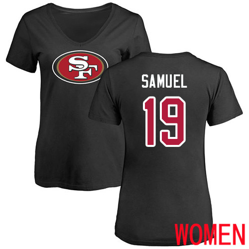 San Francisco 49ers Black Women Deebo Samuel Name and Number Logo #19 NFL T Shirt->nfl t-shirts->Sports Accessory